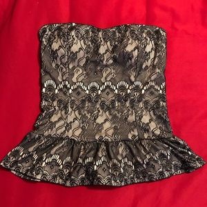 Finesse black lace tube top